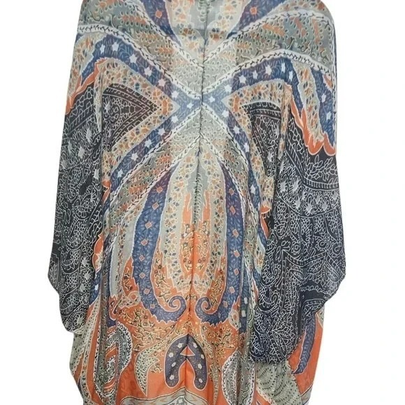 ANTHROPOLOGIE Kimono Sunlit Light Cover Up Scarf Dress Caftan Subtle Luxury OS - Picture 6 of 12